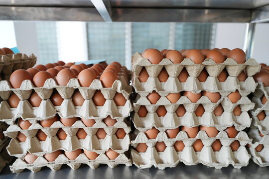 many fresh eggs at the market