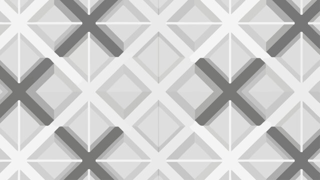 Abstract geometric pattern with grey scale X shapes and diamonds.