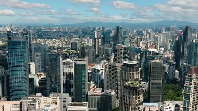 Makati high rise condo buildings and business centers. Metro Manila, Philippines.