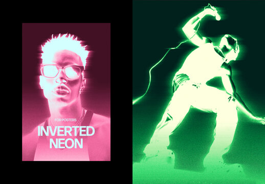 Inverted Photo Effect &ndash; Neon for Poster & Social Media (PSD)