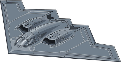 Obraz premium gray stealth bomber military aircraft illustration on white background