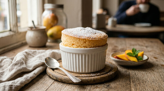 airy mango souffle dessert