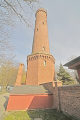 Gąski Lighthouse located in Gąski or Funkenhagen, on the Polish coast of the Baltic Sea,  West Pomeranian Voivodeship, in Poland © robnaw
