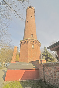 Gąski Lighthouse located in Gąski or Funkenhagen, on the Polish coast of the Baltic Sea,  West Pomeranian Voivodeship, in Poland