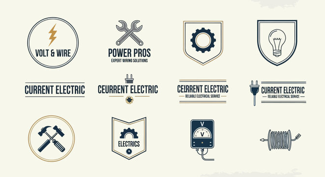 Electrician logos and service emblems.
