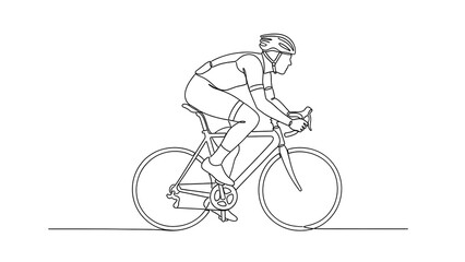 Fototapeta premium Cyclist Riding Bicycle in Sporty Outfit and Helmet on Road