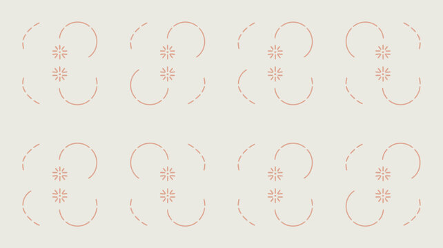 An abstract composition features repeating patterns of dashed circles and small floral like shapes in a soft muted color palette high quality professional detailed modern elegant