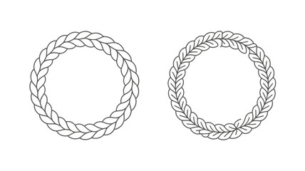 Two circular frames are illustrated each intricately woven from rope or braided strands creating a textured decorative border high quality professional detailed modern elegant stylish clean © DesignHub