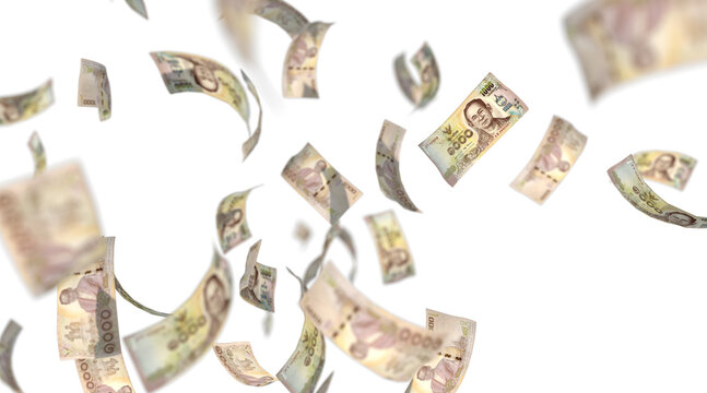 Thai currency with a denomination of 100, 3D Rendering