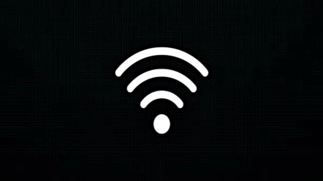 3D wireless technology icon featuring a white Wi-Fi signal symbol on a black background for web network connection and internet communication design