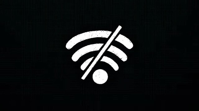 Wi-Fi symbol with a diagonal line through it, indicating no internet connection or wireless signal