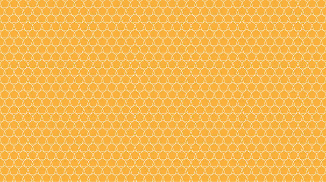 Gold honey pentagon cells seamless texture. Mosaic or speaker fabric shape pattern. Golden honeyed comb grid texture and geometric hive pentagonal honeycombs style. Vector illustration