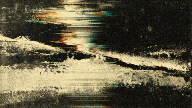 Vintage Glitch Texture Background with Old Distorted Digital Noise and Retro Signal Effect