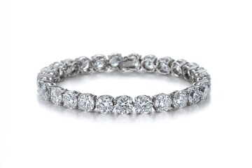 Obraz premium Sparkling diamond bracelet on white, a symbol of luxury and elegance