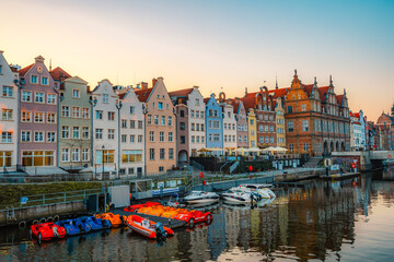 Gdansk with Motlawa river in Poland. Old town colourful house with main square. © Zedspider