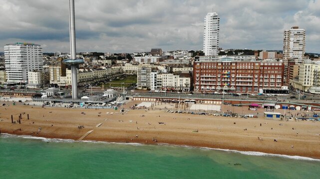 Ruins of west pier in Brighton beach, UK