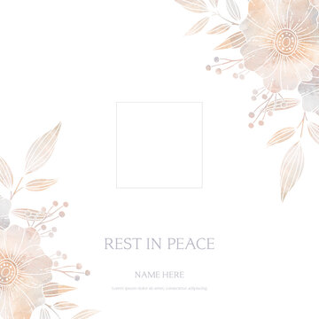 Serene funeral flyer background layout card template for print social post with floral background