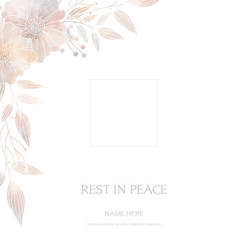 Serene funeral flyer background layout card template for print social post with floral background