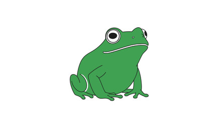 Obraz premium Green Frog Sitting Alone Looking Right.