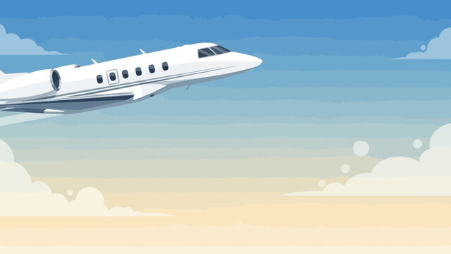 Sleek Private Jet Soaring Through Clear Blue Sky