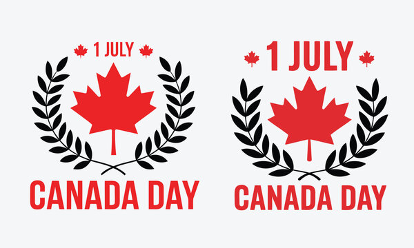 Canada Day celebration graphic with maple leaf, vector illustration