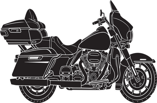 Full Dress Bagger and Touring Motorcycle Silhouettes with Trunk