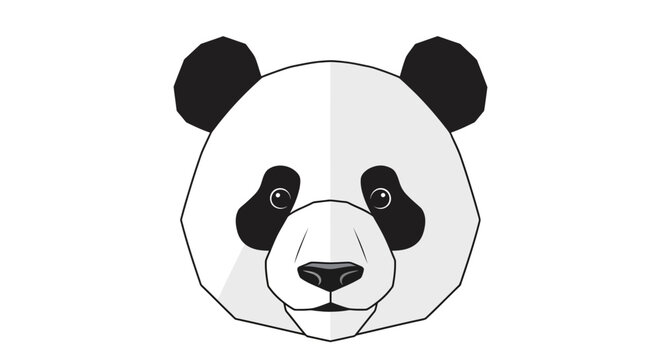 Geometric giant panda face illustration isolated on white background