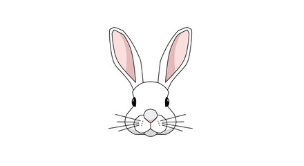 Obraz premium Minimalist illustration of a white rabbit head on a plain white background.