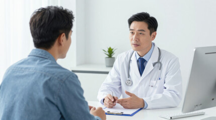 Obraz premium Doctor consulting patient in office