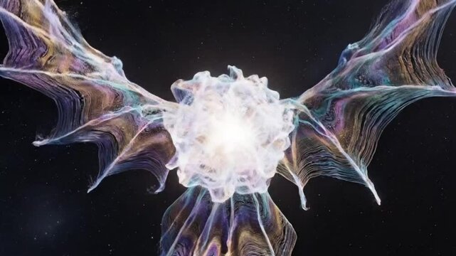 Seraphim celestial angel composed of cosmic light and stellar gas