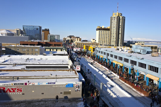 Crowds Gather for Iditarod Ceremonial Start in Anchorage
