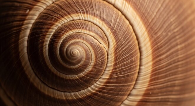 Macro View of a Snail Shell Spiral Pattern.