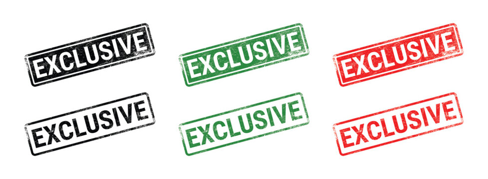 exclusive rubber stamp text design with grunge texture black green red rectangular promotional label