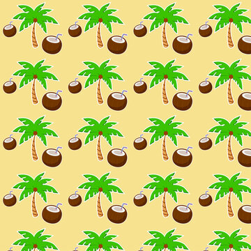 Palm Trees and Coconuts Pattern