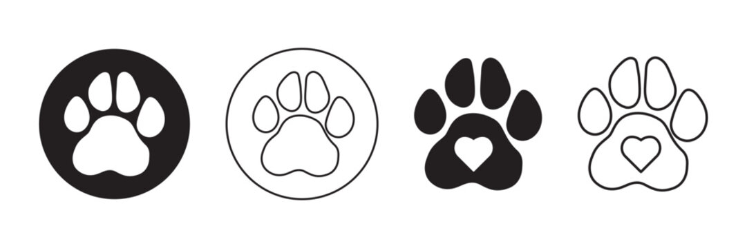 Different animal paw print vector illustrations
