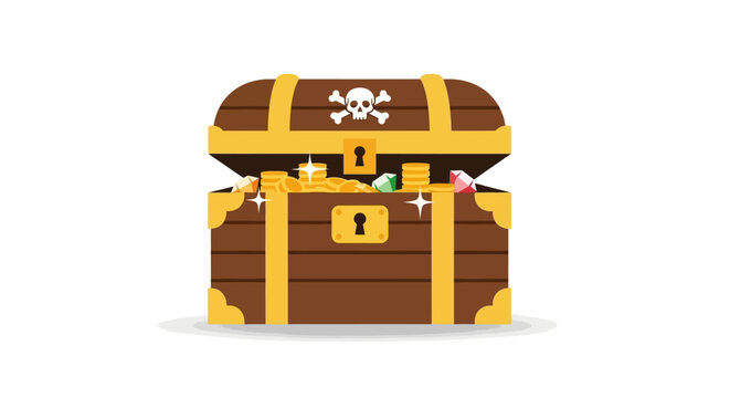 Brown wooden pirate treasure chest.