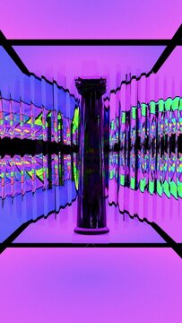 Abstract Colorful Pillar in Digital Space Colorful Pillar Reflections Patterns 3D Neon Geometry. Concept featuring colorful, pillar, reflections, patterns, 3d for professional commercial design.