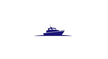 Naklejka premium Dark blue boat on the water.