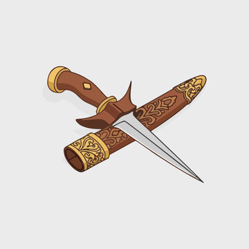 Traditional dagger kris weapon illustration
