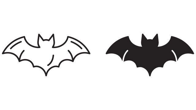 Bat icon. Halloween symbol. Scary vampire vector graphic. Bat animal silhouette. Dark night indicator. Horror pictogram. Evil bat clip art.