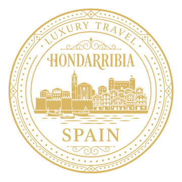 Hondarribia Spain luxury travel seal featuring city skyline vector illustration