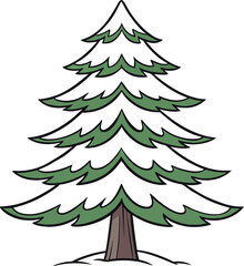 Obraz premium Vibrant evergreen pine tree covered in fresh snow perfect for winter holiday season