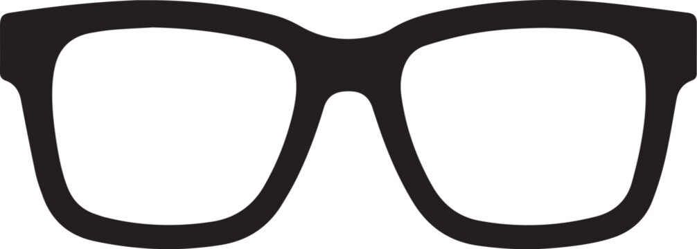 A minimalist silhouette of bold rectangular glasses, exuding sleek sophistication and understated cool, is isolated glasses silhouette.