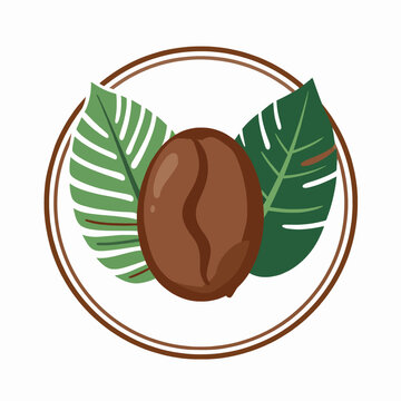 Artisanal coffee brand emblem vector design featuring Sumatra coffee beans and leaves, vintage roaster logo illustration, premium gourmet branding badge