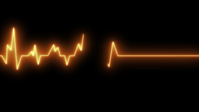 Neon ecg heartbeat line animation on black background with glow