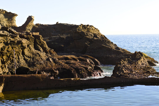 Rock formations along Aliso Beach Laguna Beach California
