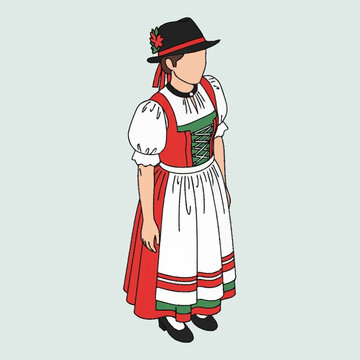 Woman in traditional Czech dress standing.