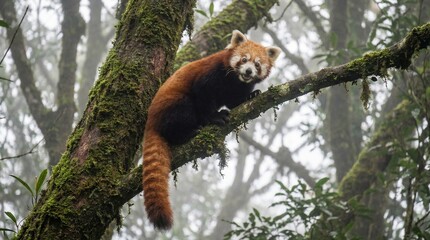 Fototapeta premium Red panda on a tree
