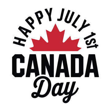 Happy Canada Day graphic with maple leaf, vector illustration