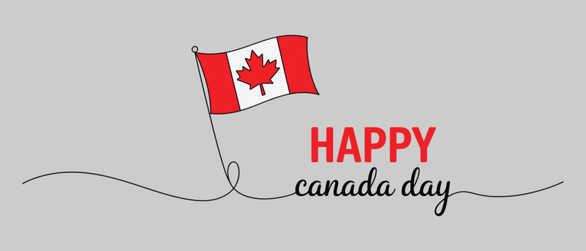 Happy Canada Day with waving flag illustration, vector illustration